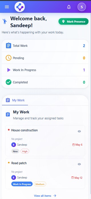 NeoJen WorkOps mobile workflow screenshot